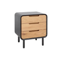 Modern Three-Drawer Nightstand with Wood and Metal Finish