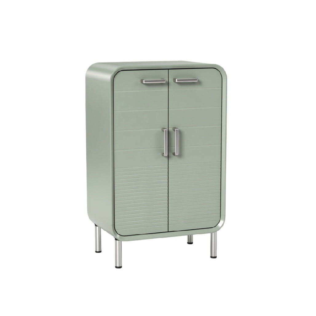 Modern Mint Green Storage Cabinet with Metal Handles